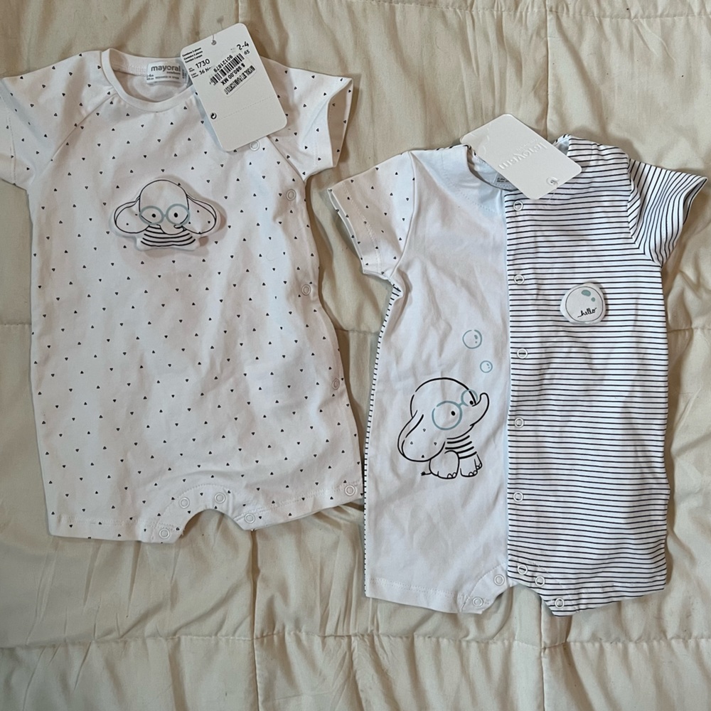 Mayoral shorts onesie set of 2. 2-4 month
